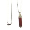 Red Jasper  Gemstone Pencil Pendant with Chain  