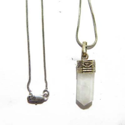 Moon Stone  Pencil Pendant with Chain 
