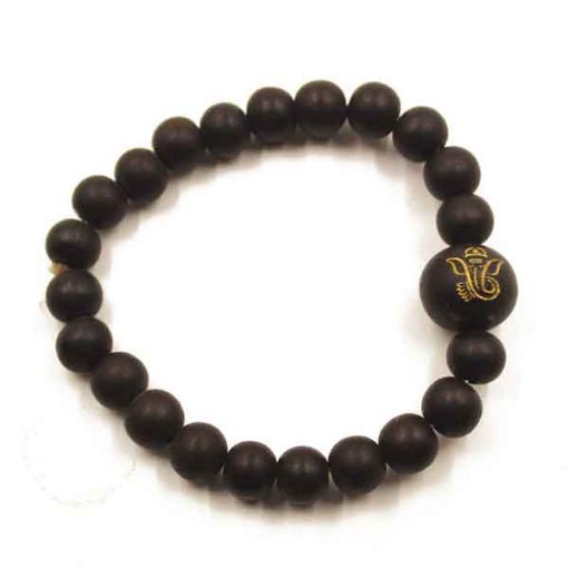 Picture of Ebony Wood Beads Bracelet With Ganesh
